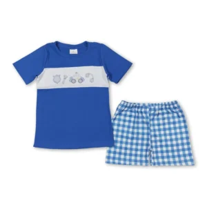Boys Police Blue Shirt Shorts Outfits Sets