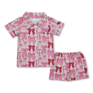 Girls-Pocket-Button Shirt-Shorts-Pajamas