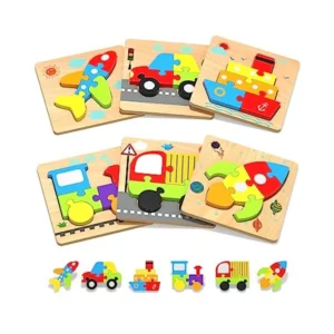 Wooden Toddler Puzzles-6 Vehicle Shapes