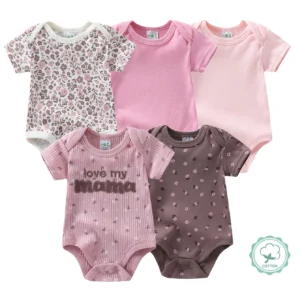 5pc Set Girls-Short Sleeve-Spring Summer Onesie