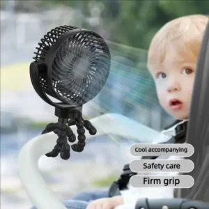 3 Speeds Stroller Fan W/Light-USB-Phone Holder