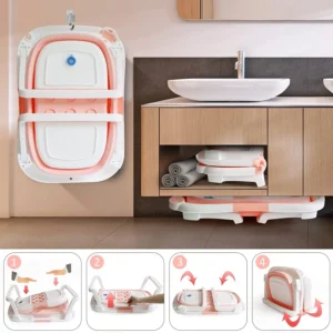 Baby Bath Tub-Cushion-Thermometer-Collapsible